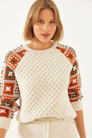 Textured Knitwear Crew Neck Sweater