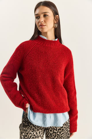 Oversized Crew Neck Knit Sweater