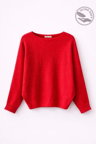 Oversized Boat Neck Ribbed Knit Sweater