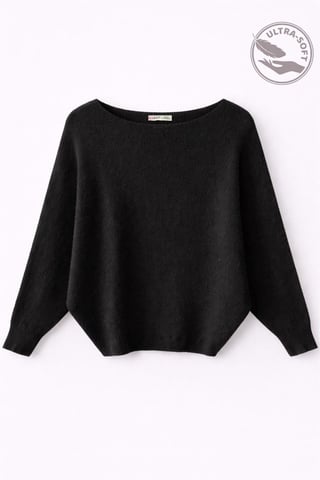 Oversized Boat Neck Ribbed Knit Sweater