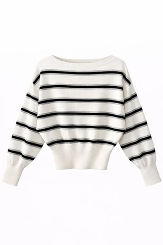 Ribbed Boat Neck Sweater