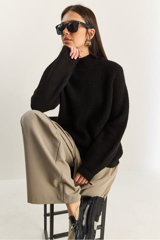 Oversized Crew Neck Knit Sweater