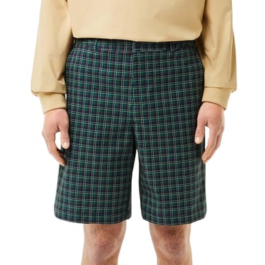 Lacoste Mens Ultra Dry Plaid Golf Shorts (Green)