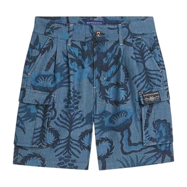 Scotch And Soda Boys Patterned Cargo Shorts (Indigo Blue)