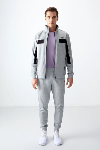 Men's Color Block Fleece Sweatshirt And Pants Set
