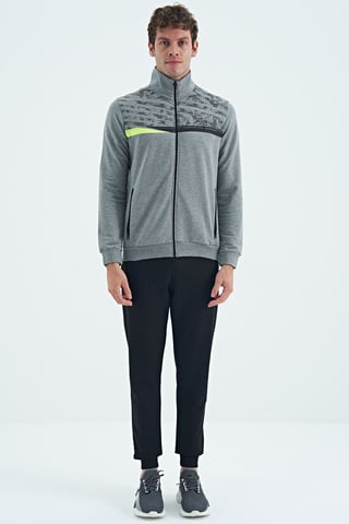 Printed Zip-Collar Sweatshirt And Pants Set
