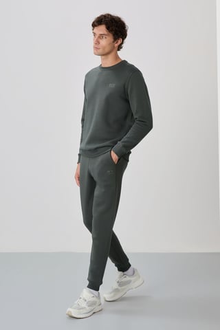 Men's Cotton-Polyester Fleece Sweatshirt And Pants Set