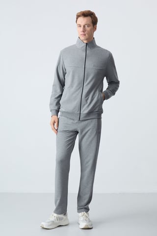 Men's Zip-Collar Sweatshirt And Pants Set