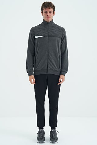 Printed Zip-Collar Sweatshirt And Pants Set