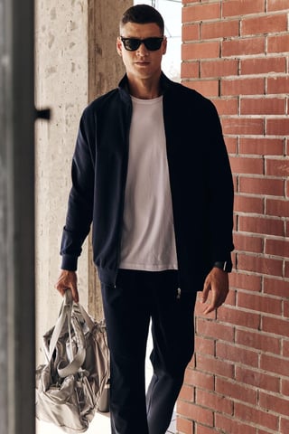 Men's Zip-Collar Sweatshirt And Pants Set