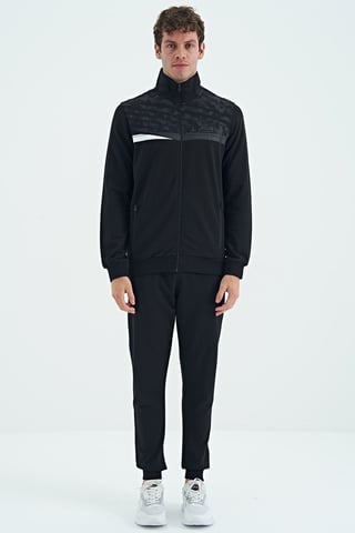 Printed Zip-Collar Sweatshirt And Pants Set