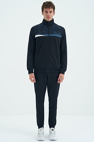 Printed Zip-Collar Sweatshirt And Pants Set