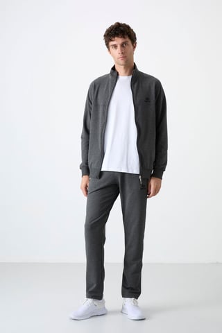 Men's Relaxed Fit Zip-collar Sweatshirt And Pants Set
