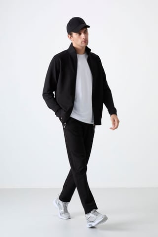Men's Relaxed Fit Zip-collar Sweatshirt And Pants Set