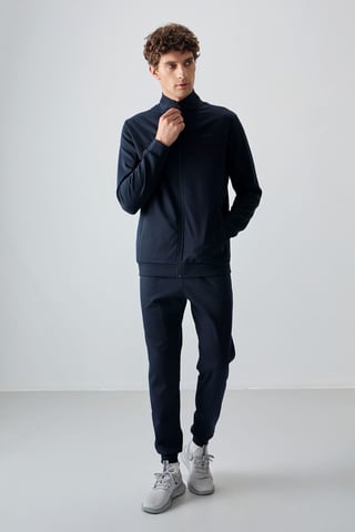 Men's Color Block Fleece Sweatshirt And Pants Set