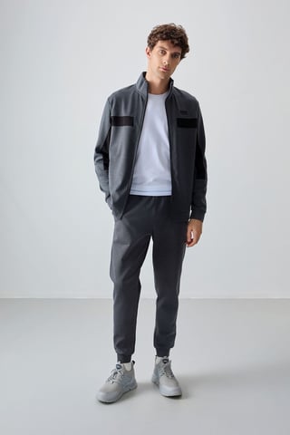Men's Color Block Fleece Sweatshirt And Pants Set