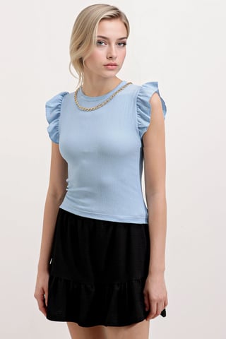 Ribbed Sleeveless Crew Neck Blouse