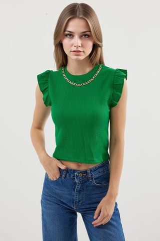 Ribbed Sleeveless Crew Neck Blouse