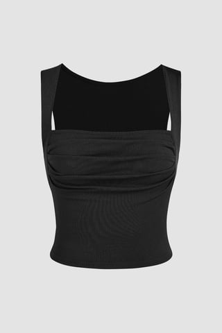 Ruched Square-Neck Blouse