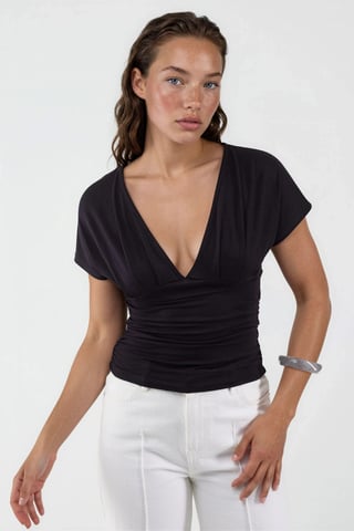V-Neck Tie Detail Blouse