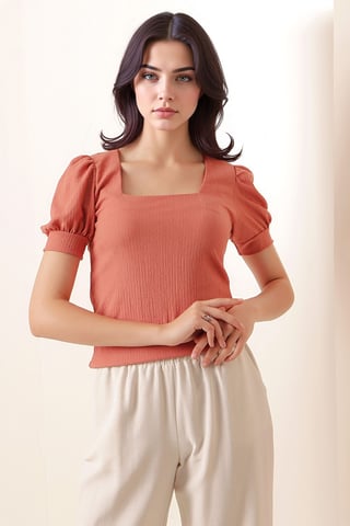 Slim fit fyrkantig krage blus