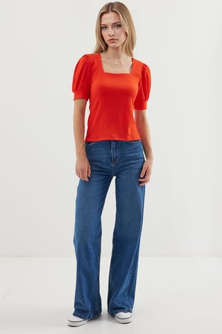 Slim fit fyrkantig krage blus