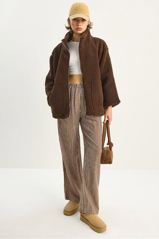 Oversized Plush Jacket with Pockets