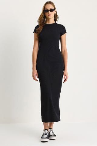 Slim Fit Crew Neck Maxi Klänning