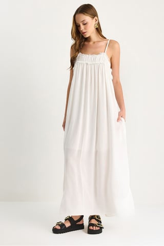 Embroidered Square Collar Maxi Dress