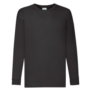 Fruit of the Loom Effen T-shirt met lange mouwen voor kinderen/kids (Zwart)