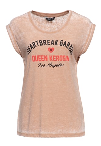 Queen Kerosin Damen Enzym Wash T-Shirt Heartbreak Garage