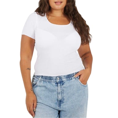 Brave Soul Womens/Ladies Scoop Neck Plus Slim T-Shirt (White)