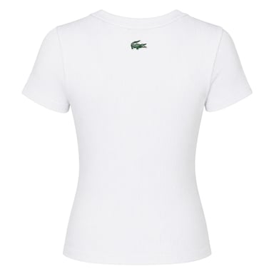 Lacoste Womens/Ladies Ribbed Crew Neck Slim T-Shirt (White)