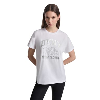 DKNY Womens/Ladies 1989 Shimmer Regular T-Shirt (White)