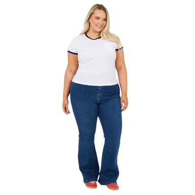 Brave Soul Womens/Ladies Contrast Detail Plus T-Shirt (White/Navy)