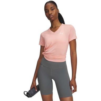 Under Armour T-shirt met gedraaide V-hals en losse pasvorm voor dames (Lichtroze)