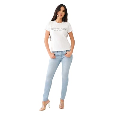 True Religion Womens/Ladies Logo Crew Neck Slim T-Shirt (Optic White)