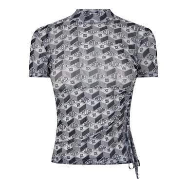 Hugo Womens/Ladies Lettering Mock Neck T-Shirt (Grey)