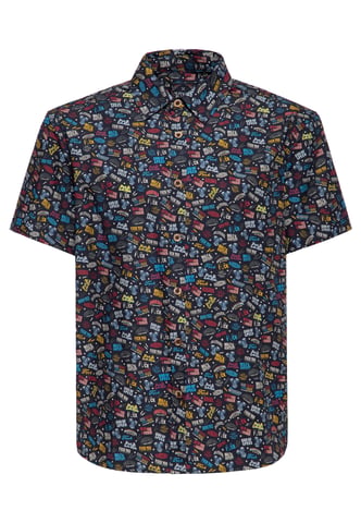 King Kerosin Herren Kurzarmhemd Printed Rebellion