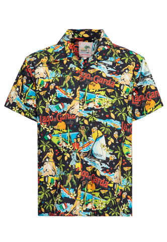 King Kerosin Herren Hawaiihemd Lago di Garda