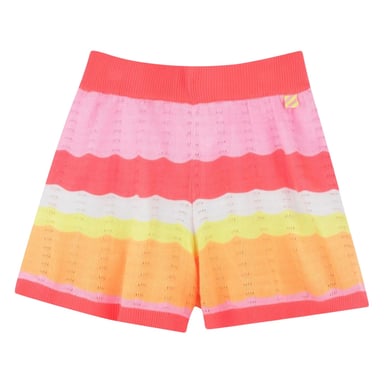 Billieblush Girls Crochet Wave Stripe Shorts (Coral)