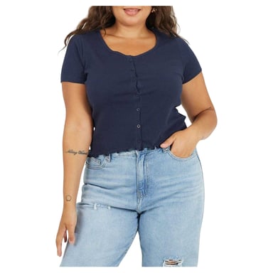 Brave Soul Womens/Ladies Ribbed Plus T-Shirt (Navy)