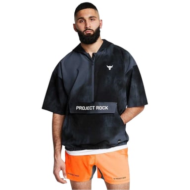 Under Armour Mens Project Rock Short-Sleeved Hoodie (Grey)