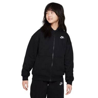 Nike Girls Sportswear Full Zip Hoodie (Black/White)