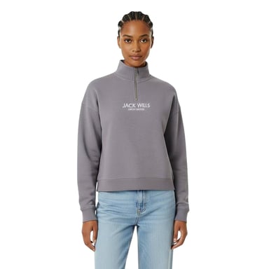 Jack Wills Womens/Ladies Honeylane Half Zip Sweatshirt (Dusky Blue)