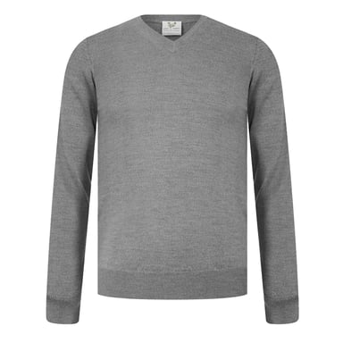 Lyle & Scott Mens Merrick Knitted V Neck Pullover (Grey Melange Marl)