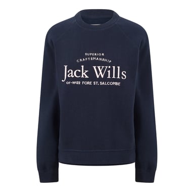 Jack Wills Womens/Ladies Hunston Graphic Crew Neck Sweatshirt (Navy)