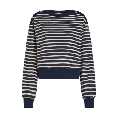 Tommy Hilfiger Womens/Ladies Striped Boat Neck Regular Sweatshirt (Black/White)