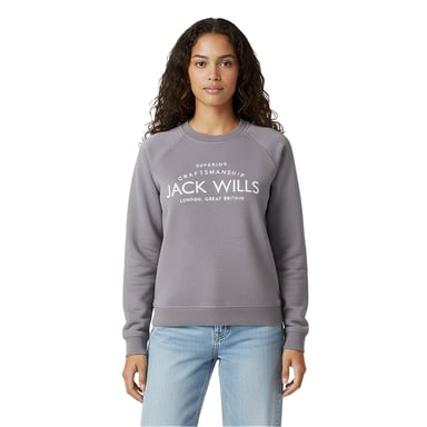 Jack Wills Womens/Ladies Hunston Graphic Crew Neck Sweatshirt (Grey Marl)