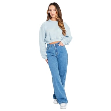 Be You Womens/Ladies Cropped Relaxed Fit Sweatshirt (Blue)